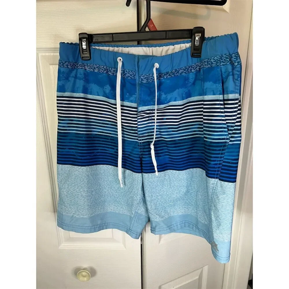 ZeroXposur Men's Glacier Shore Blue Stretch Swim Shorts Size Large